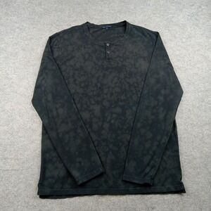 Patrick Assaraf Shirt Mens XL Black Long Sleeve Henley Pima Cotton Stretch